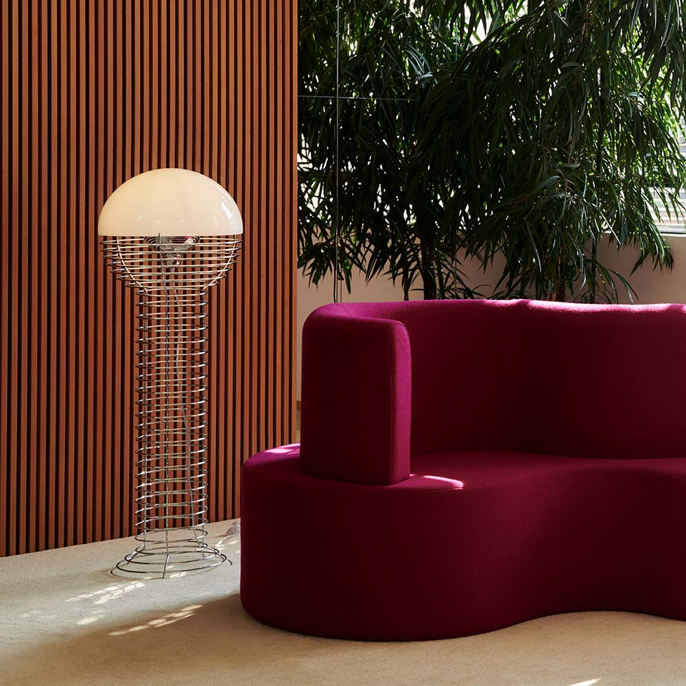 Wire Floor Lamp - Chrome/White