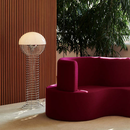 Wire Floor Lamp - Chrome/White