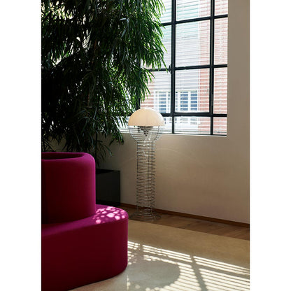 Wire Floor Lamp - Chrome/White