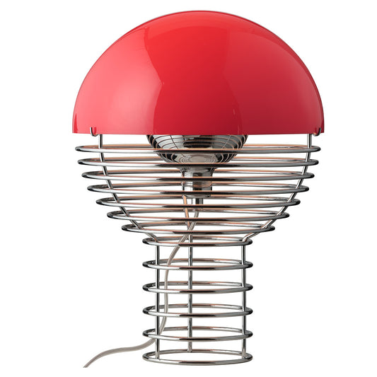 Wire Table Lamp - Chrome/Red