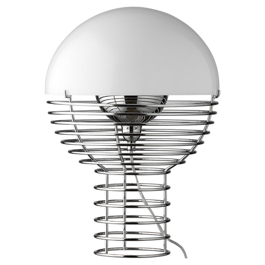 Wire Table Lamp - Chrome/White