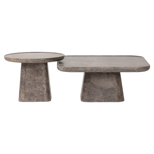 Zane Coffee Table Set - Warm Gray Marble
