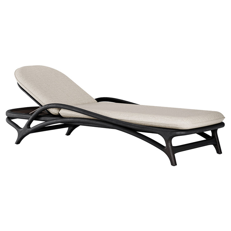 Zen Outdoor Adjustable Lounger - Beige Structured, Bronze, Black Teak Frame