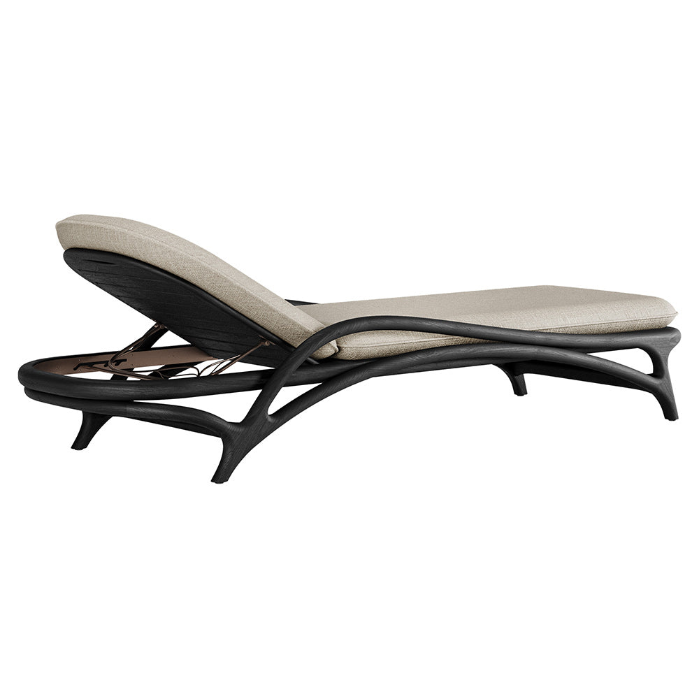 Zen Outdoor Adjustable Lounger - Beige Structured, Bronze, Black Teak Frame