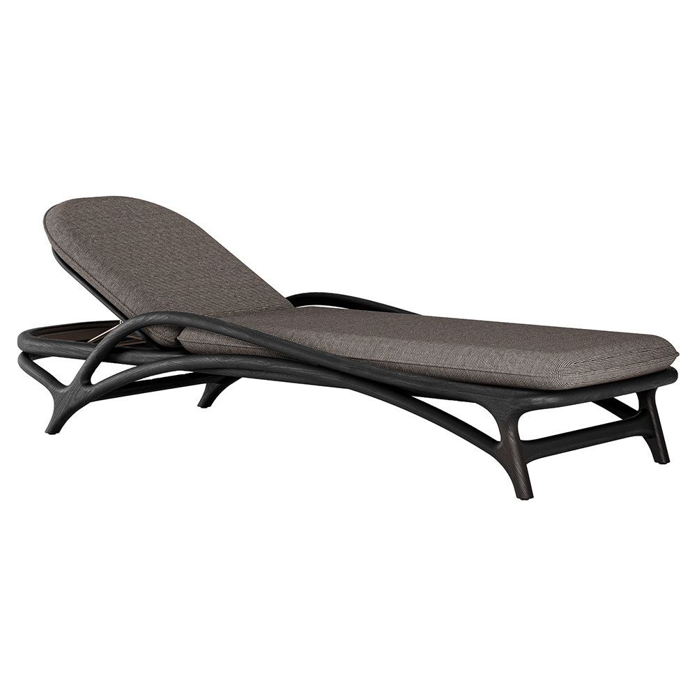 Zen Outdoor Adjustable Lounger - Dark Brown Structured, Bronze, Black Teak Frame