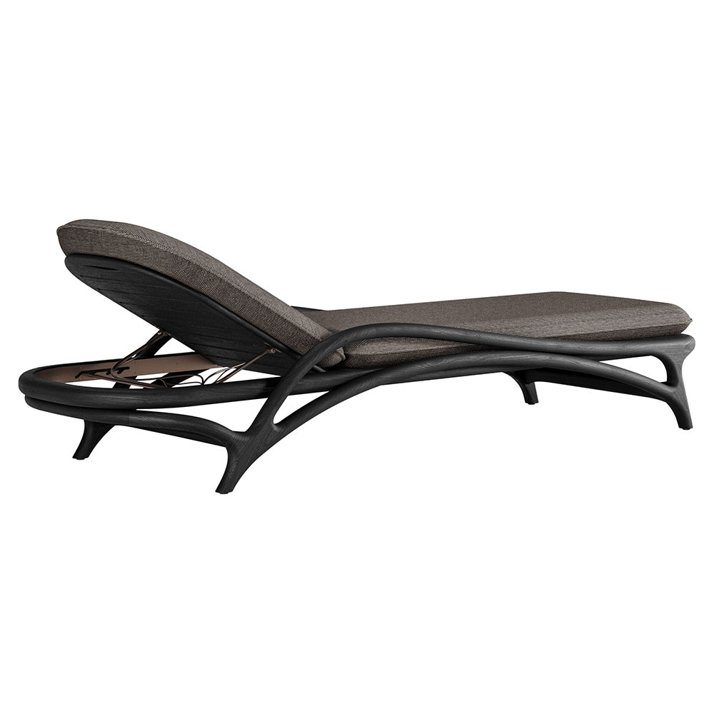 Zen Outdoor Adjustable Lounger - Dark Brown Structured, Bronze, Black Teak Frame