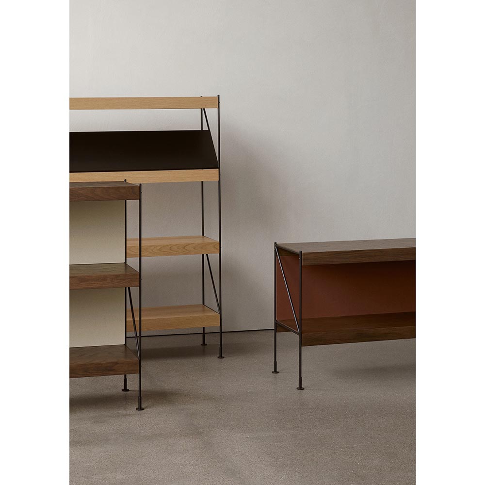 Zet Storage System 27.6''H - Black Steel, Dark Stained Oak