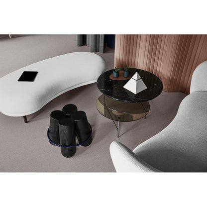 Zoro Coffee Table - Black Marble, Smoked Glass Top